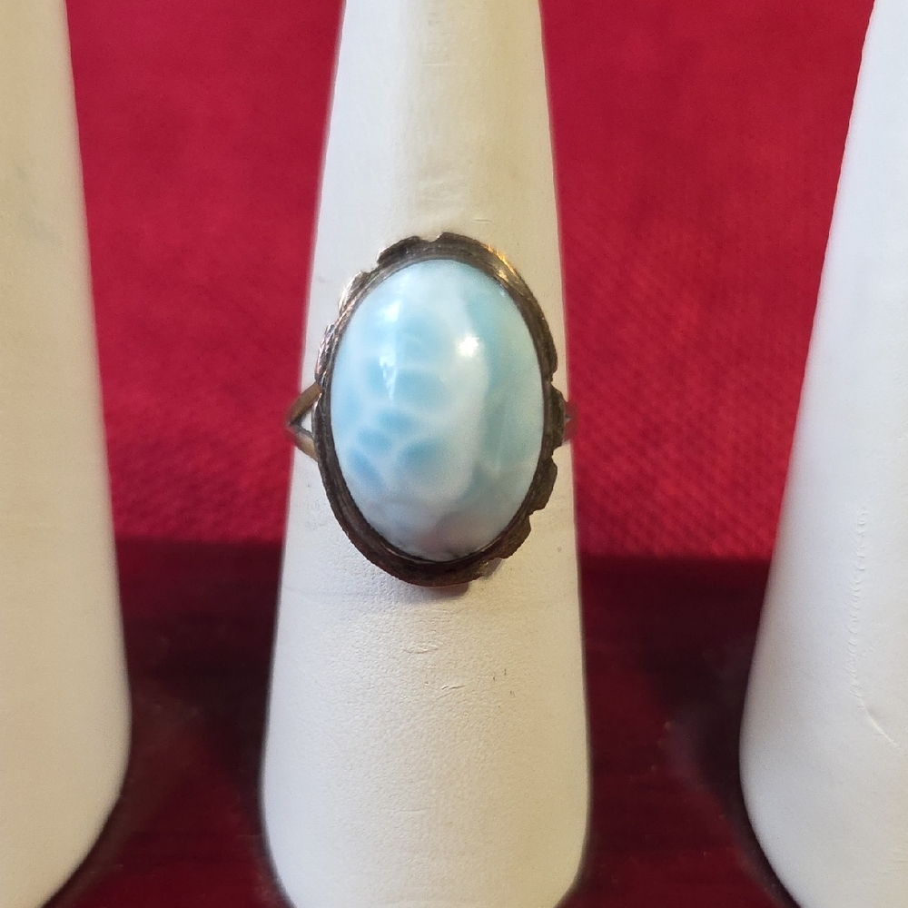 Vintage Blue Larimar Sterling Silver Ring Size 8.5